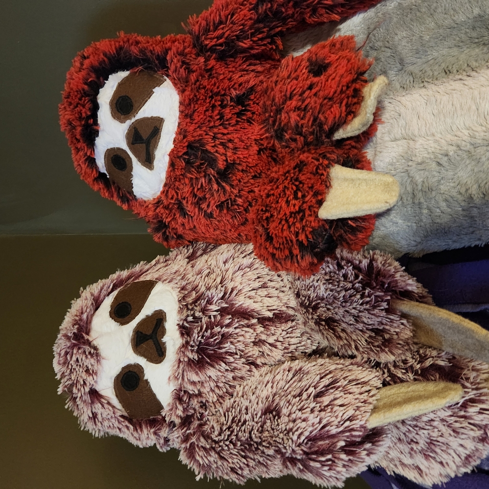 Plush Sloth Toy Set - Red and Pink